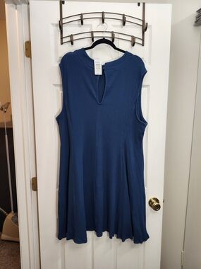 Torrid Sleeveless Midi Swing Dress in Deep Blue with Keyhole Back